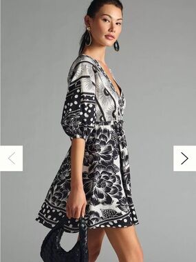 Farm Rio for Anthropologie collaboration,  the Printed Puff-Sleeve XS /Petite